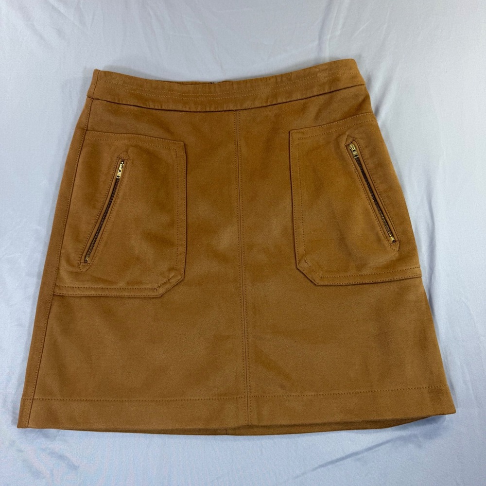 Suede Mini Skirt Tan Brown 4 Faux Preppy Dark Academia Retro Fall Earthy Western